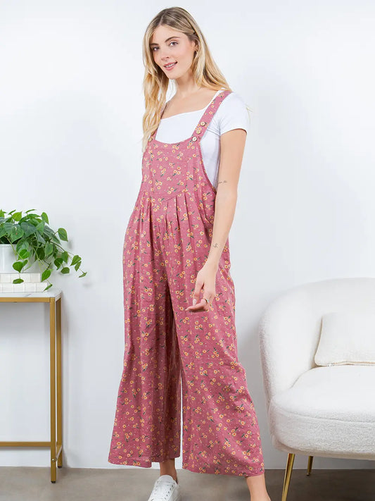 Mauve Floral Overalls