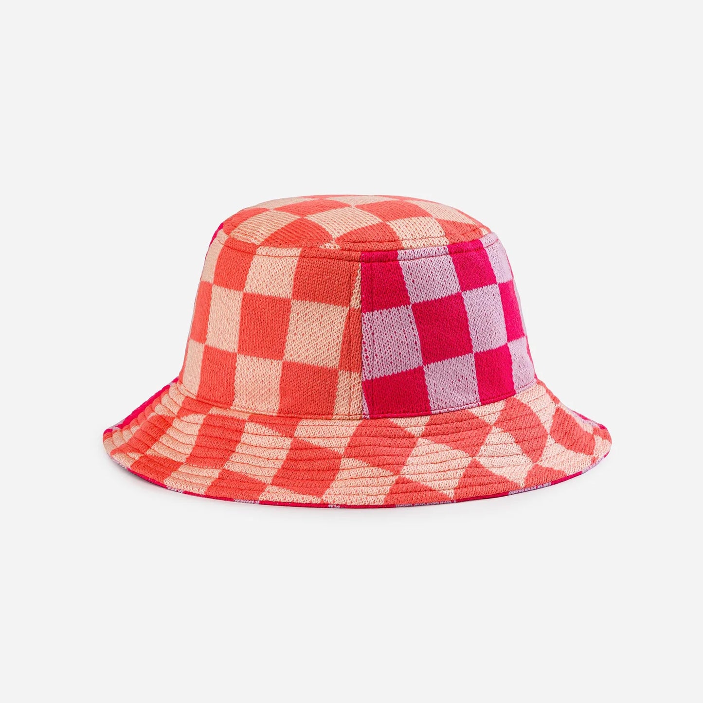 Melon Blush Checkerboard Bucket Hat
