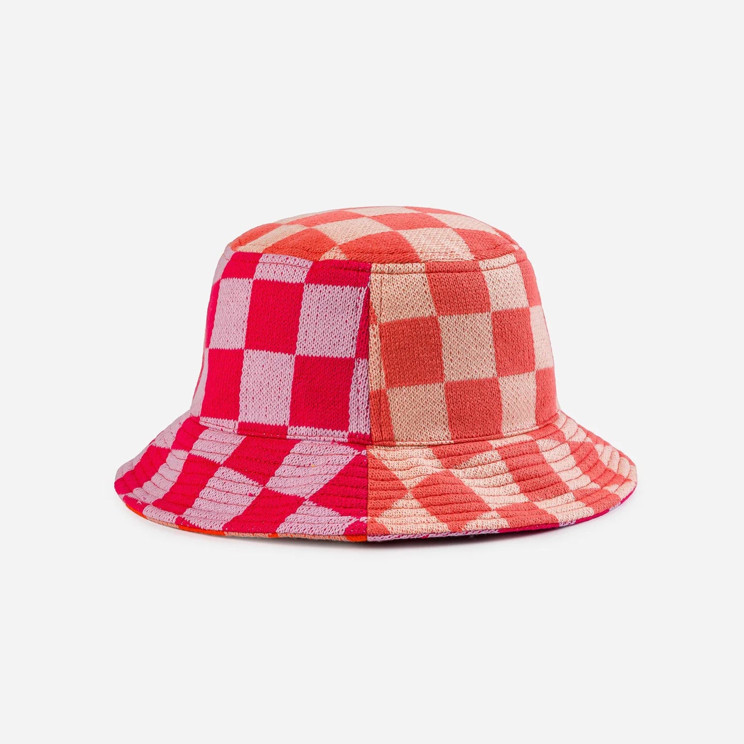 Melon Blush Checkerboard Bucket Hat