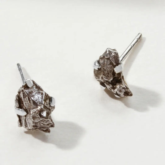 Meteorite Sterling Silver Post Earrings by Luna Norte