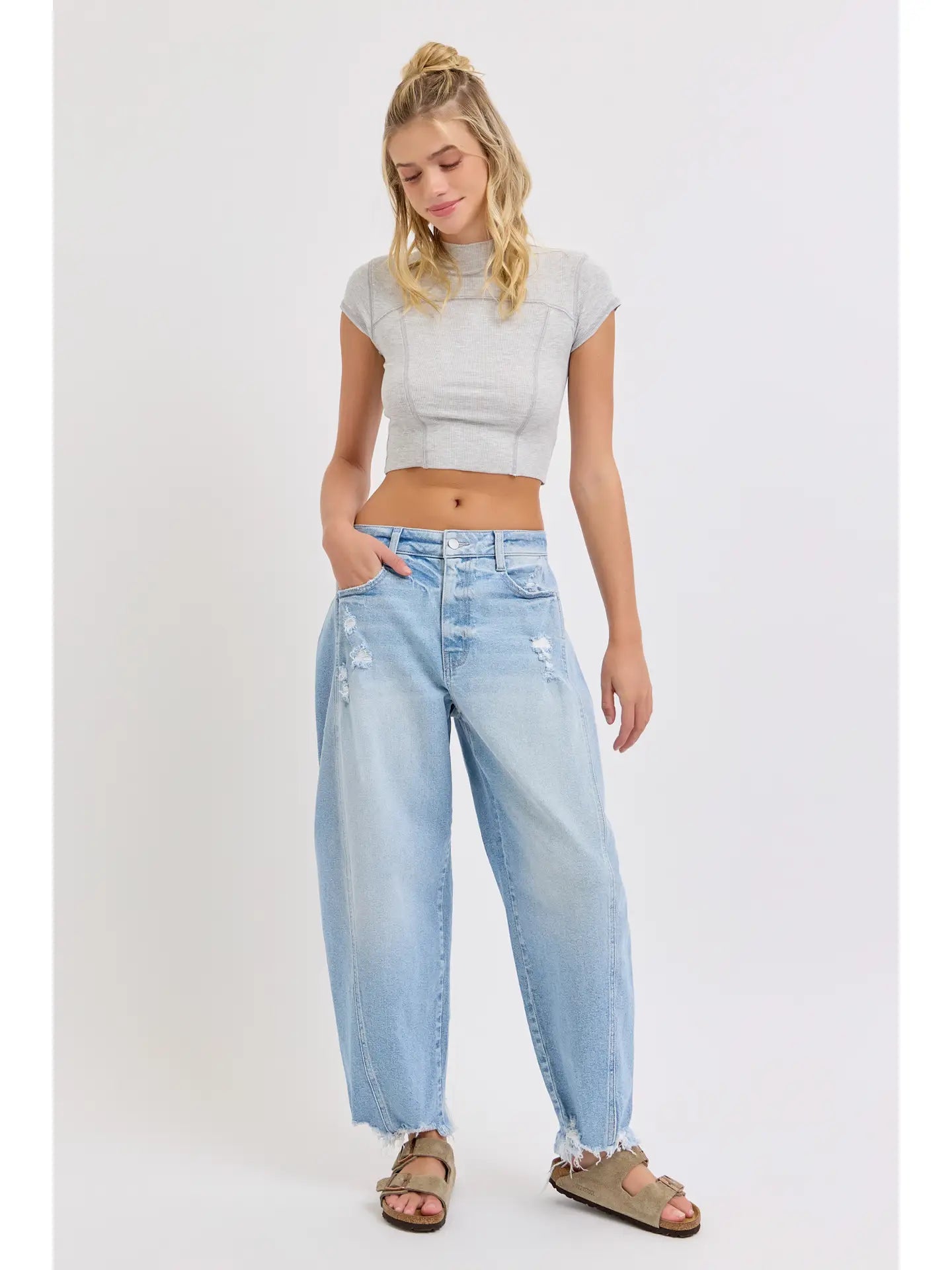 Mid Waisted Barrel Leg with Side Panels
