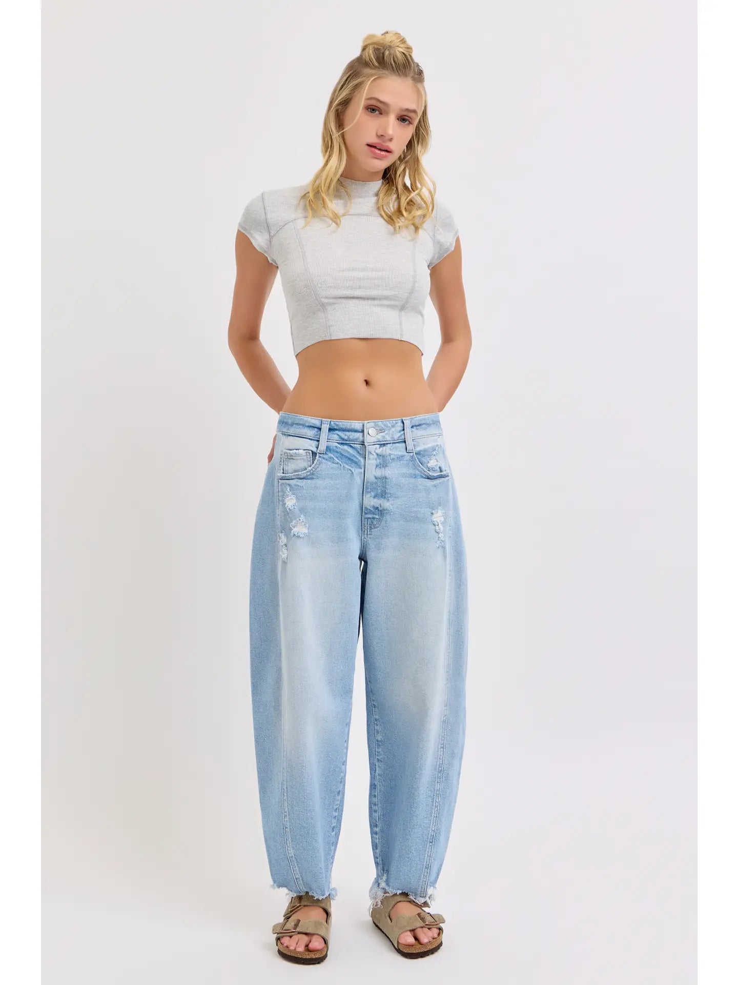 Mid Waisted Barrel Leg with Side Panels