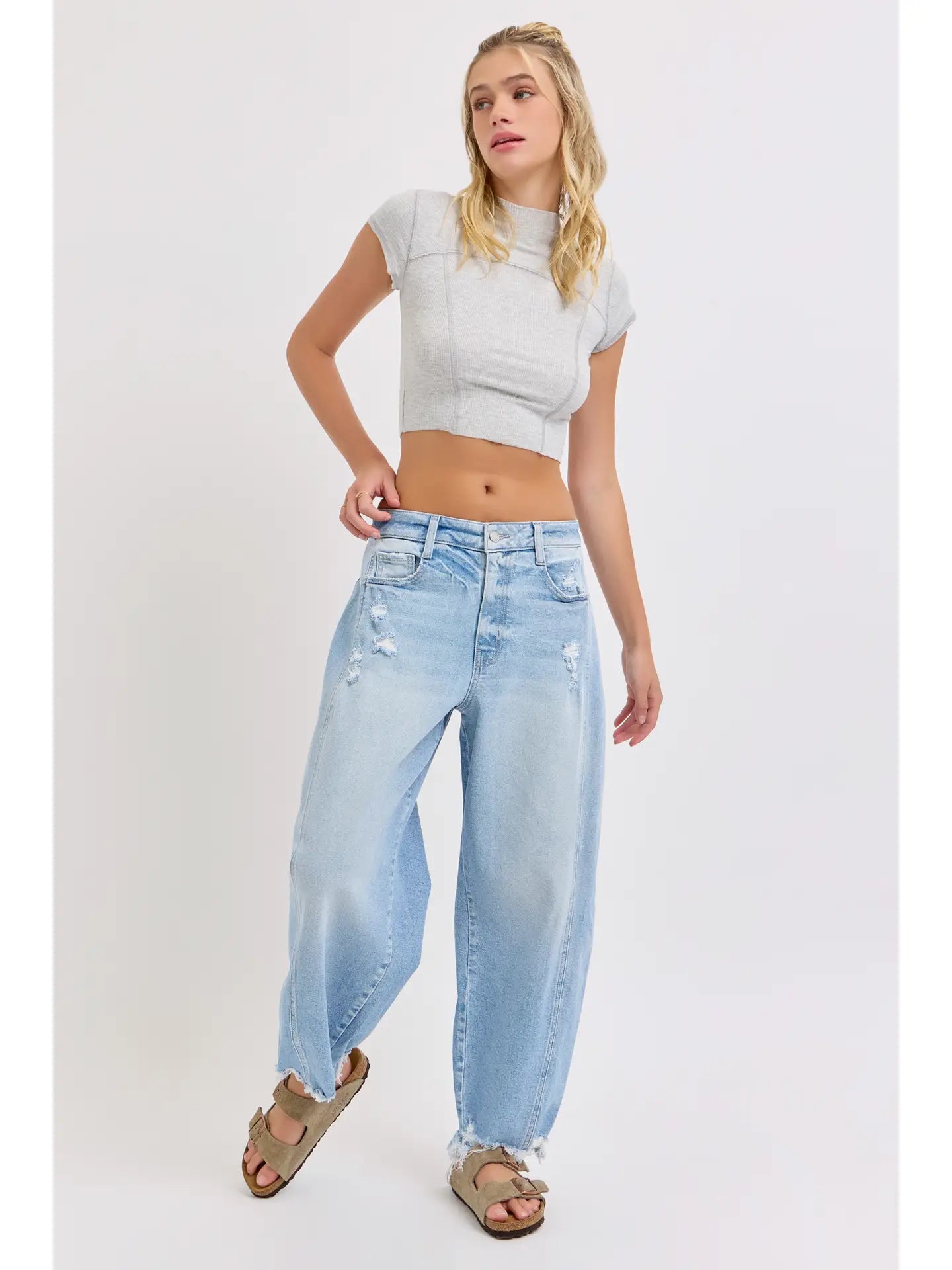 Mid Waisted Barrel Leg with Side Panels
