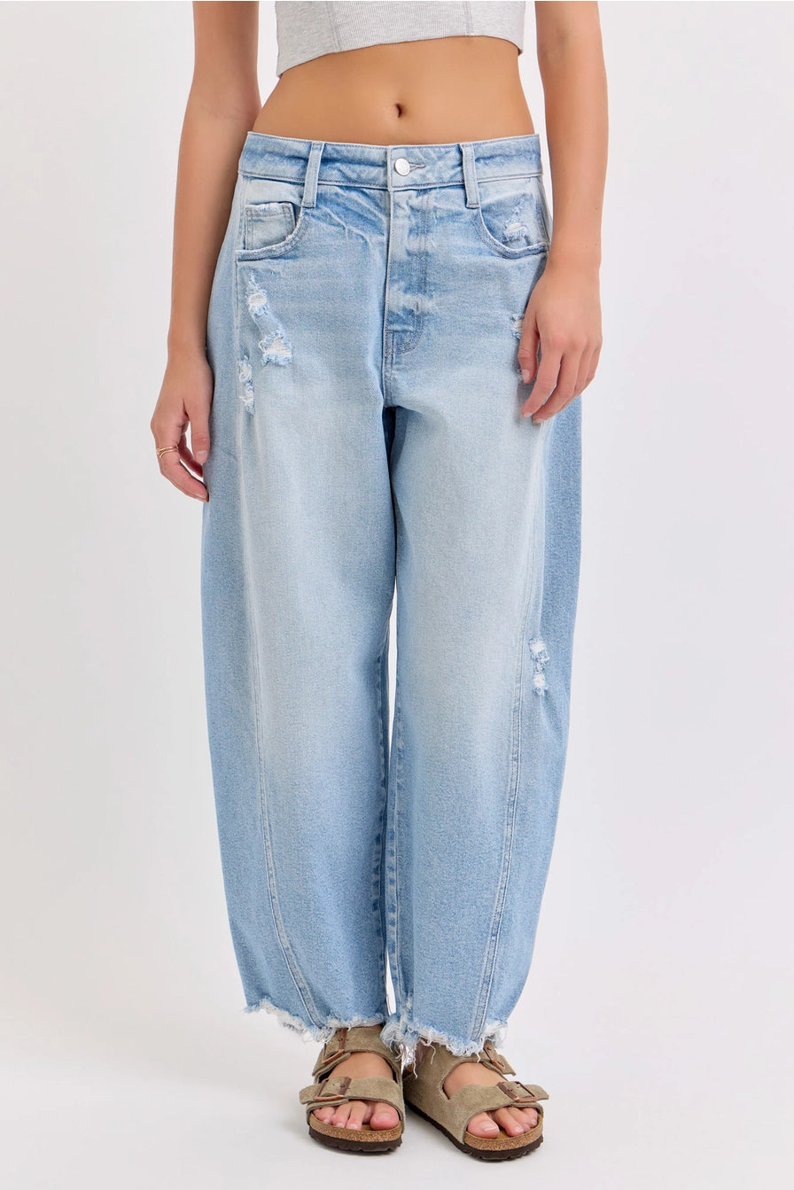 Mid Waisted Barrel Leg with Side Panels