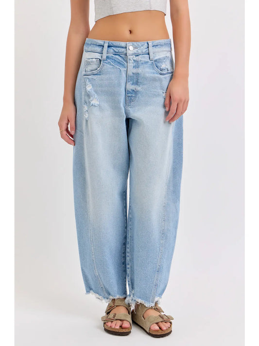 Mid Waisted Barrel Leg with Side Panels