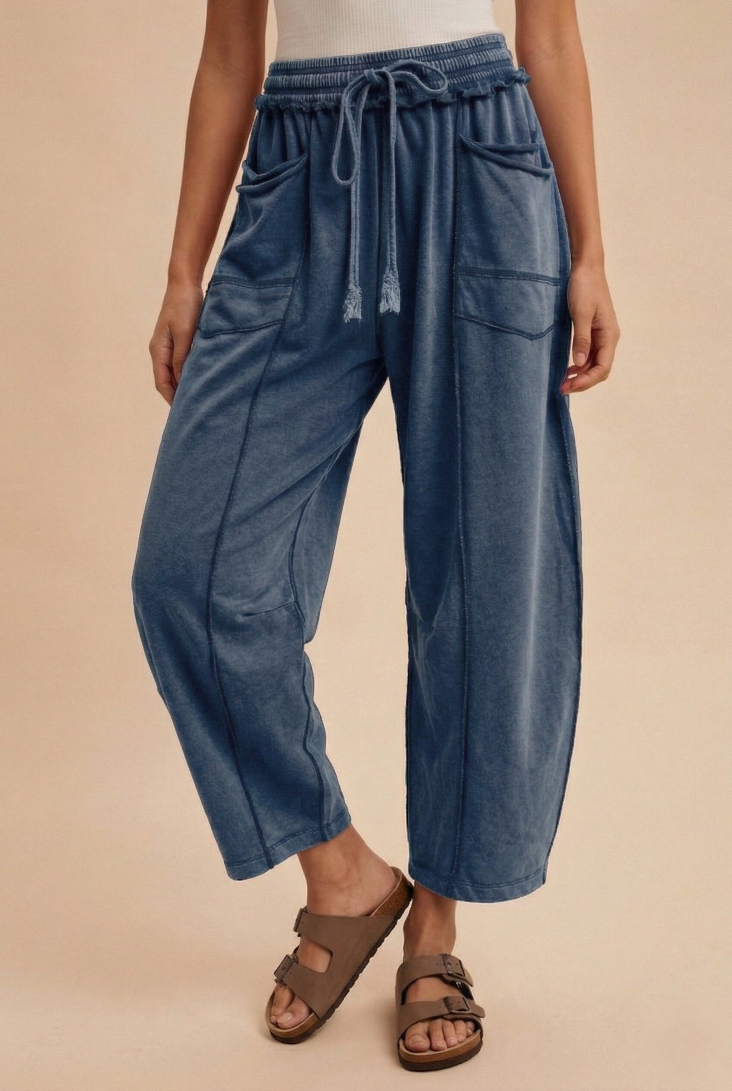 Midnight Mineral Wash Barrel Fit Utility Pants