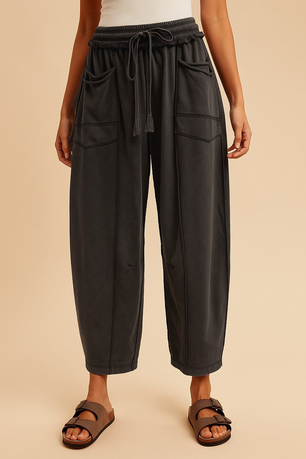 Mineral Black Barrel Fit Utility Pants
