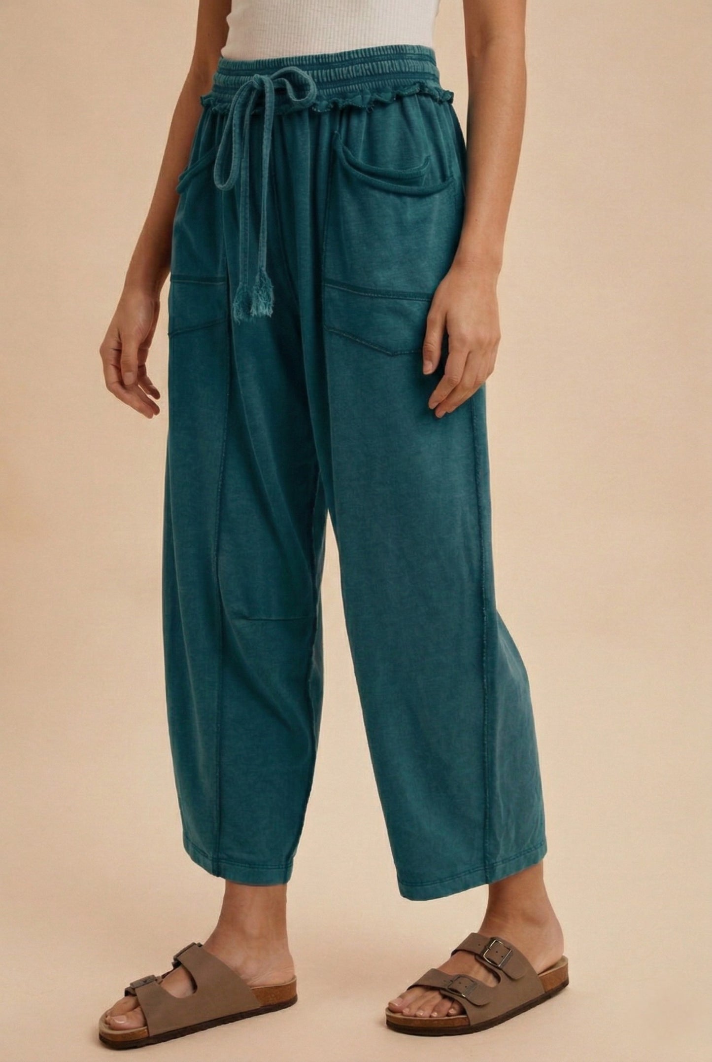 Mineral Teal Barrel Fit Utility Pants