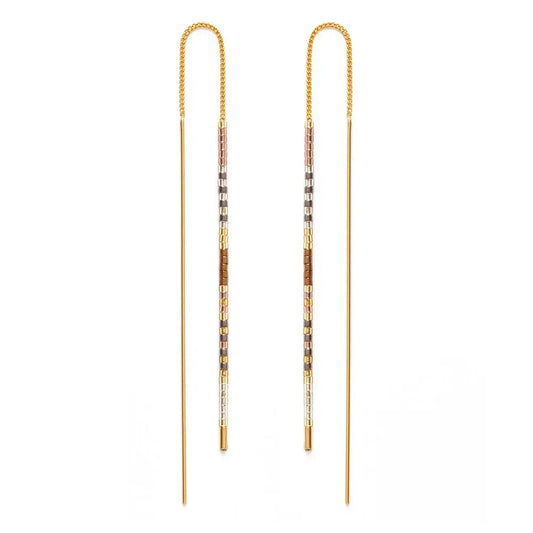 Miyuki Seed Bead Threader Earrings in Champagne