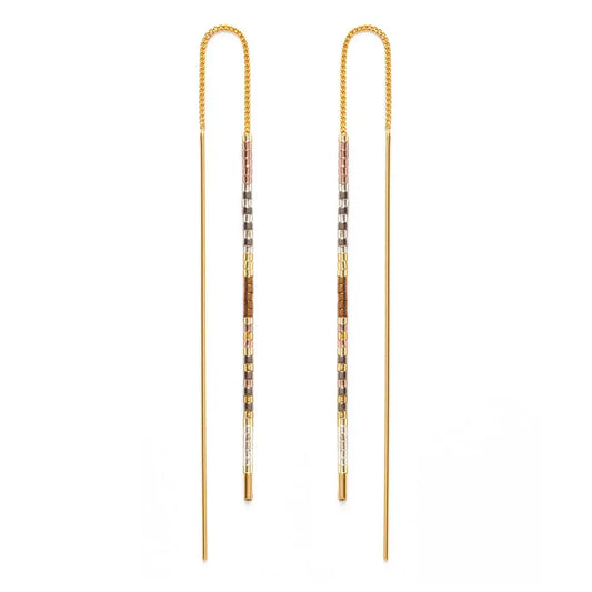 Miyuki Seed Bead Threader Earrings in Champagne