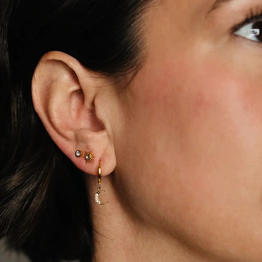 Moon and Star Huggie Hoop Earrings