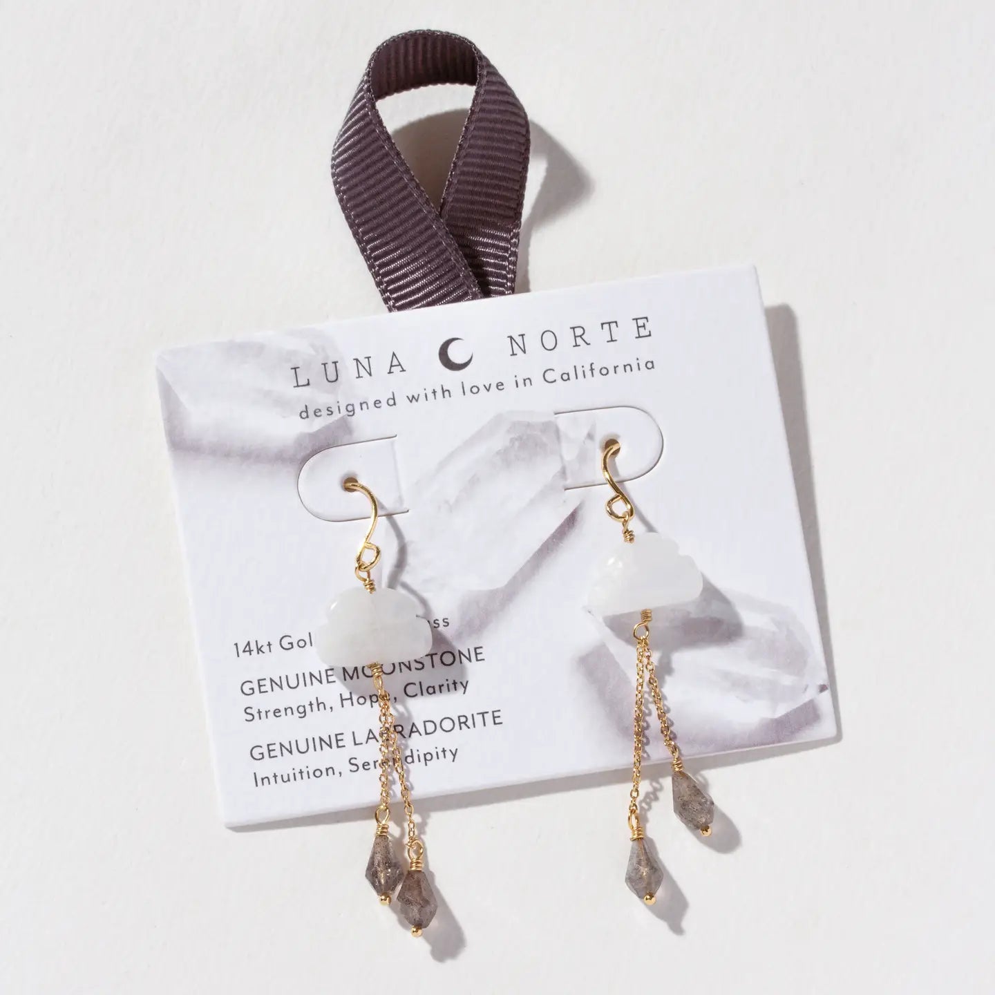 Moonstone Cloud Nine Gemstone Drop Earring by Luna Norte