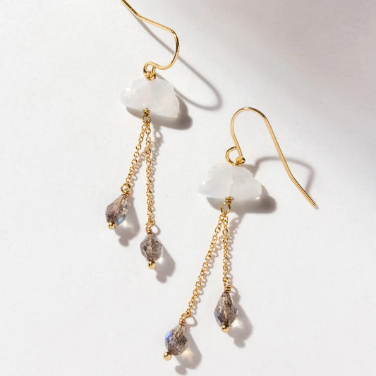 Moonstone Cloud Nine Gemstone Drop Earring by Luna Norte