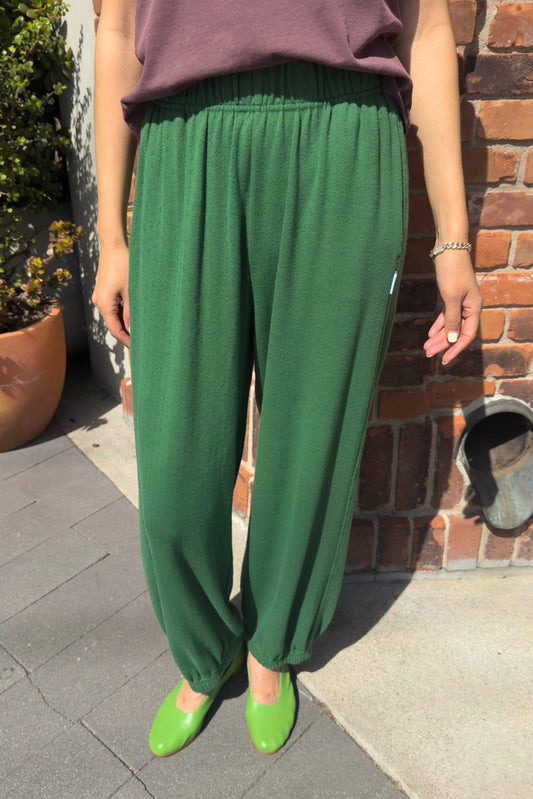Moss Green Pointelle Balloon Pants by Le Bon Shoppe