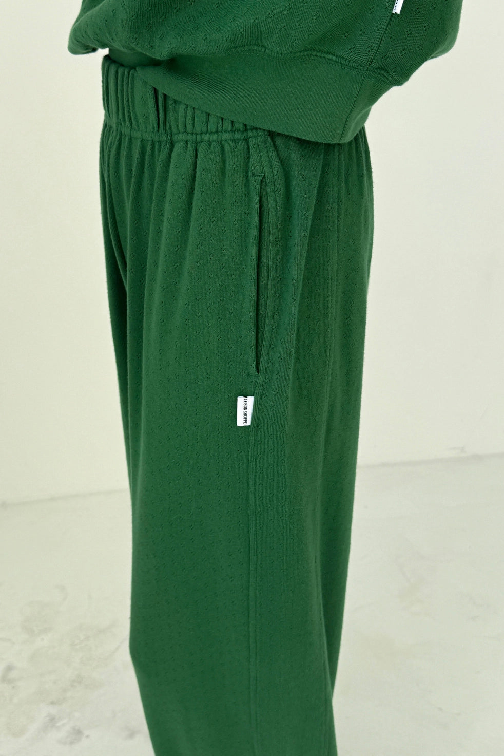 Moss Green Pointelle Balloon Pants by Le Bon Shoppe