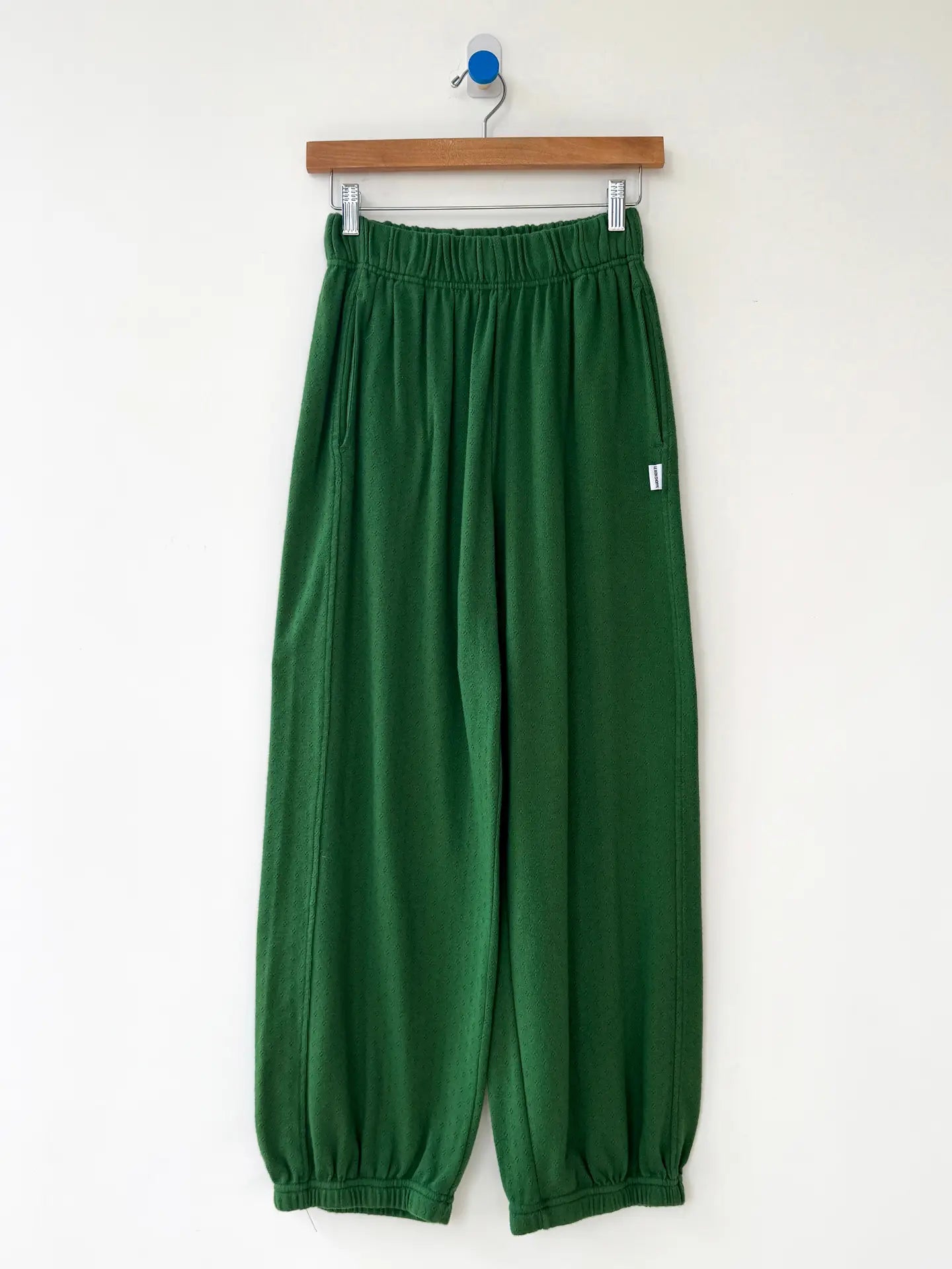 Moss Green Pointelle Balloon Pants by Le Bon Shoppe