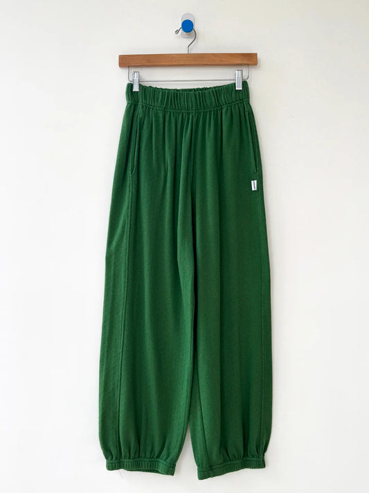 Moss Green Pointelle Balloon Pants by Le Bon Shoppe