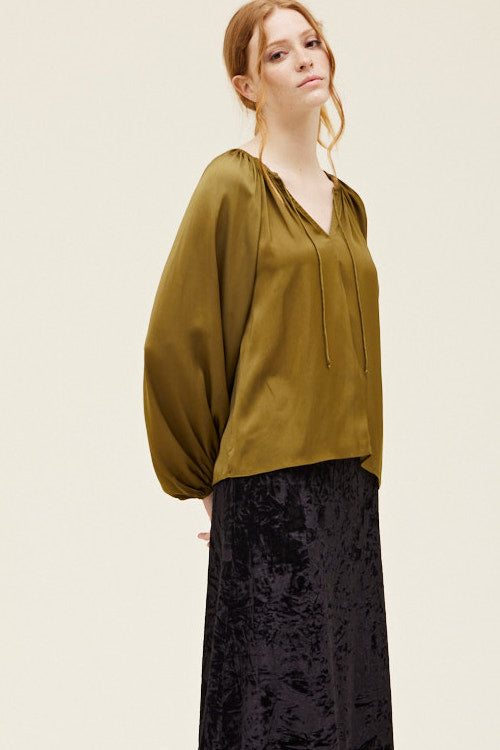 Moss Solid Satin Blouse