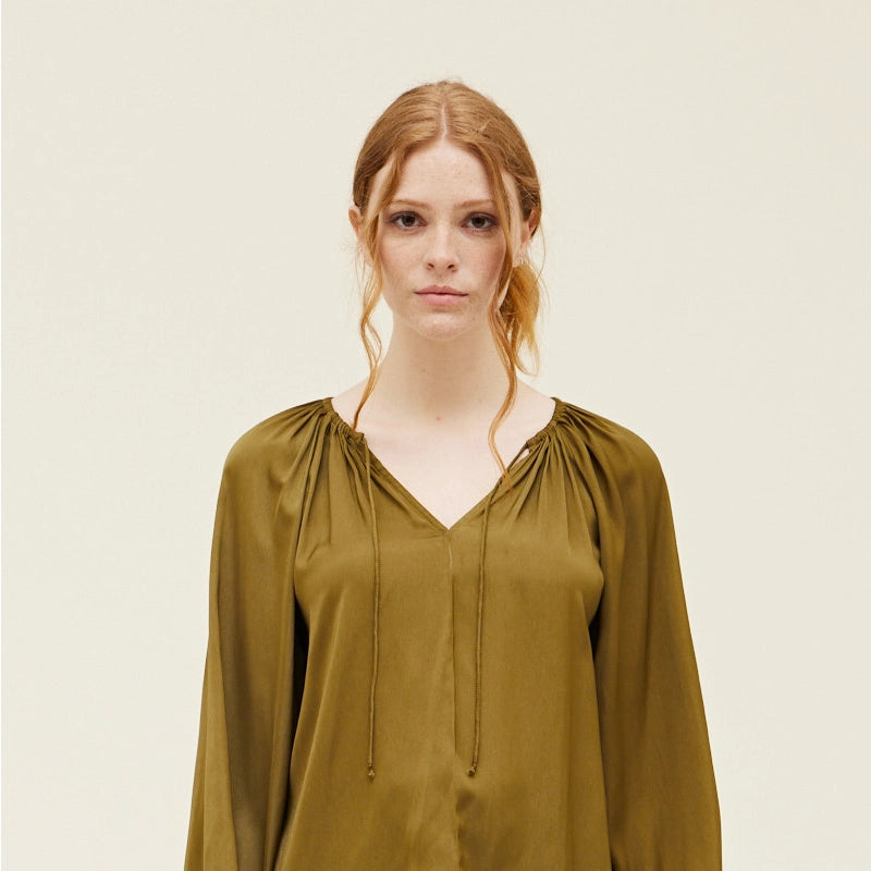 Moss Solid Satin Blouse