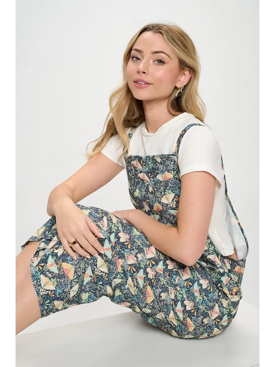 Moth Print Overalls with Pockets
