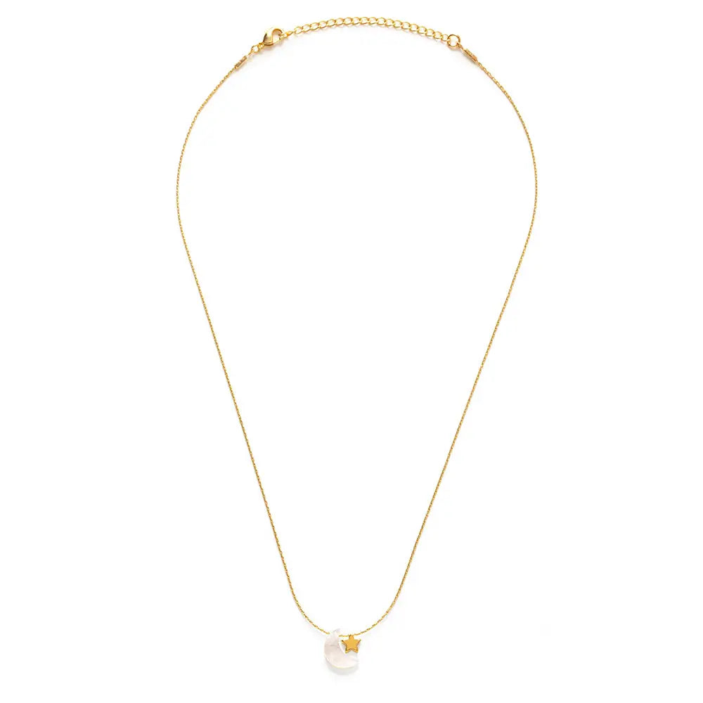 Mother of Pearl Moon + Star Necklace