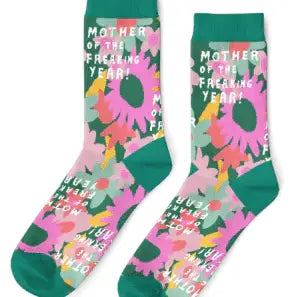 Mother of the Freaking Year Floral Socks