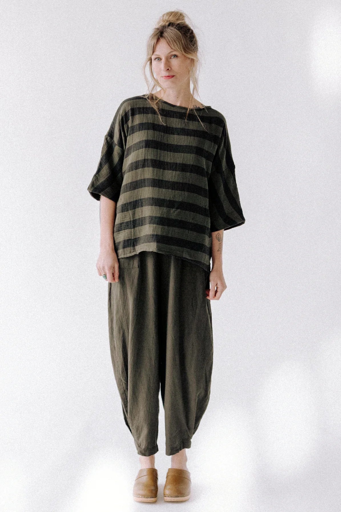 Mud + Black Stripe Izzy Top by Curator SF
