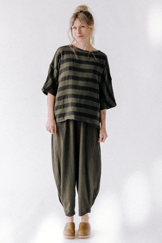 Mud + Black Stripe Izzy Top by Curator SF