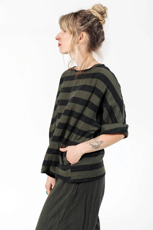 Mud + Black Stripe Izzy Top by Curator SF