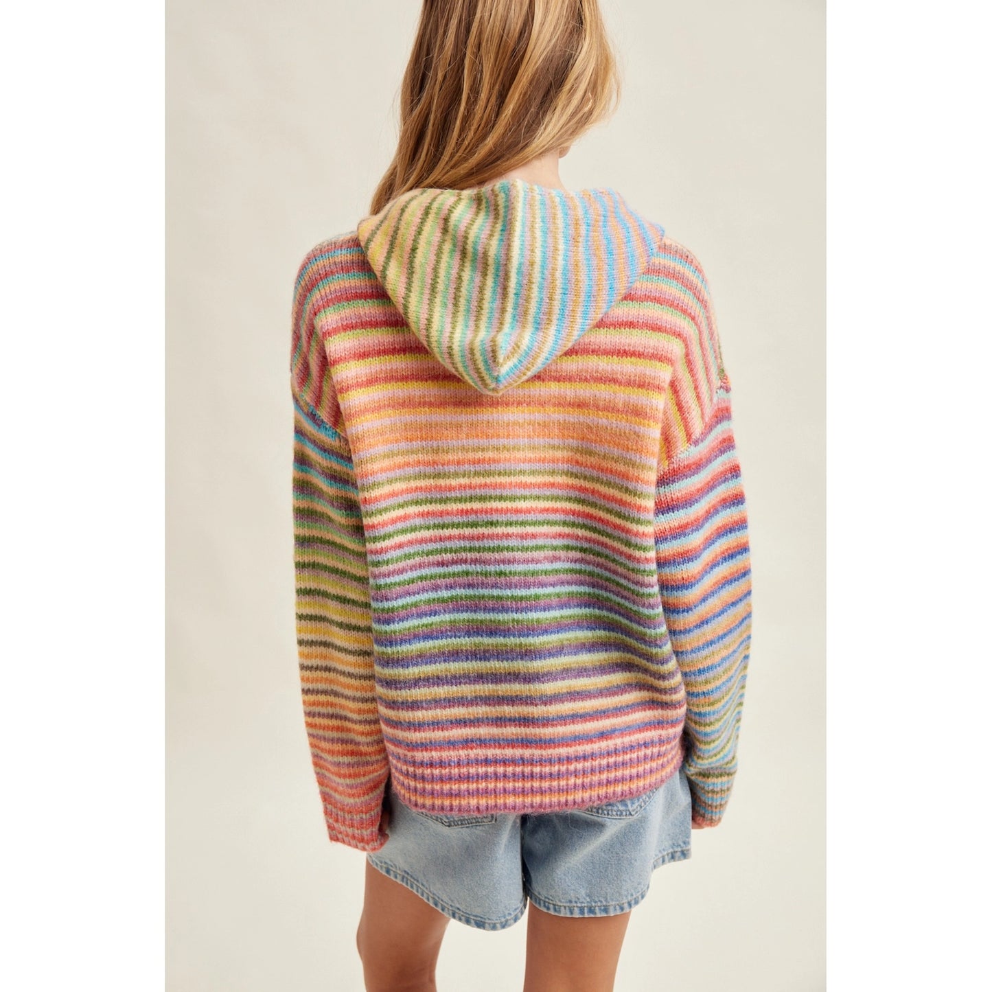 Multi Stripe Zip Sweater Hoodie