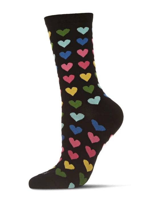 Multicolored Hearts Bamboo Blend Socks