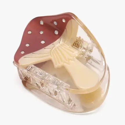 Mushroom Mini Hair Claw with Rhinestones