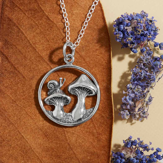 Mushroom & Snail Necklace
