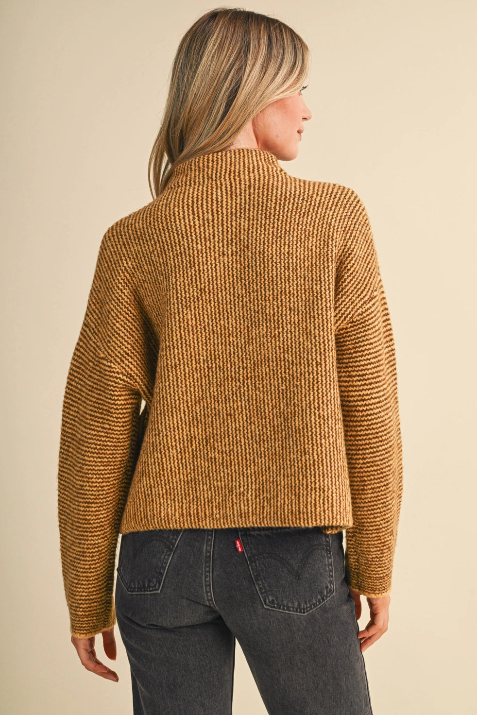 Mustard & Brown Striped Cardigan with Colorful Buttons