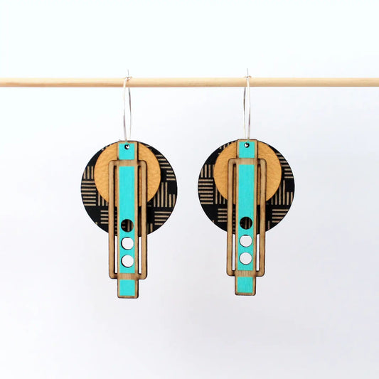 Mustard + Turquoise Wright Geo Earrings by Otti