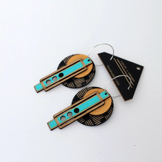 Mustard + Turquoise Wright Geo Earrings by Otti