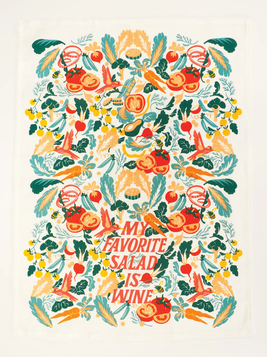 My Favorite Salad Is Wine Dish Towel