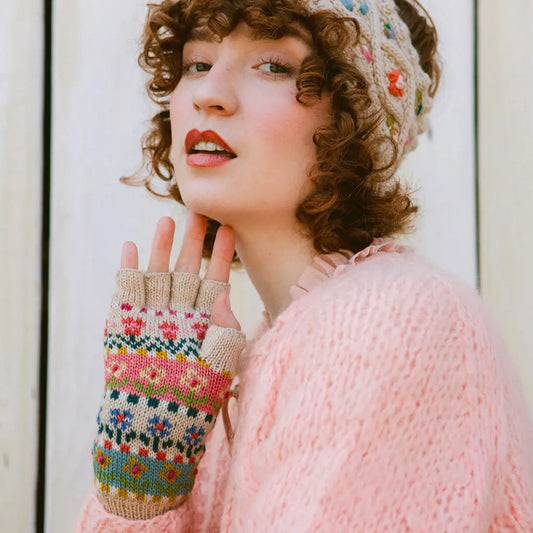 Natural Tulip Fingerless Glove by French Knot