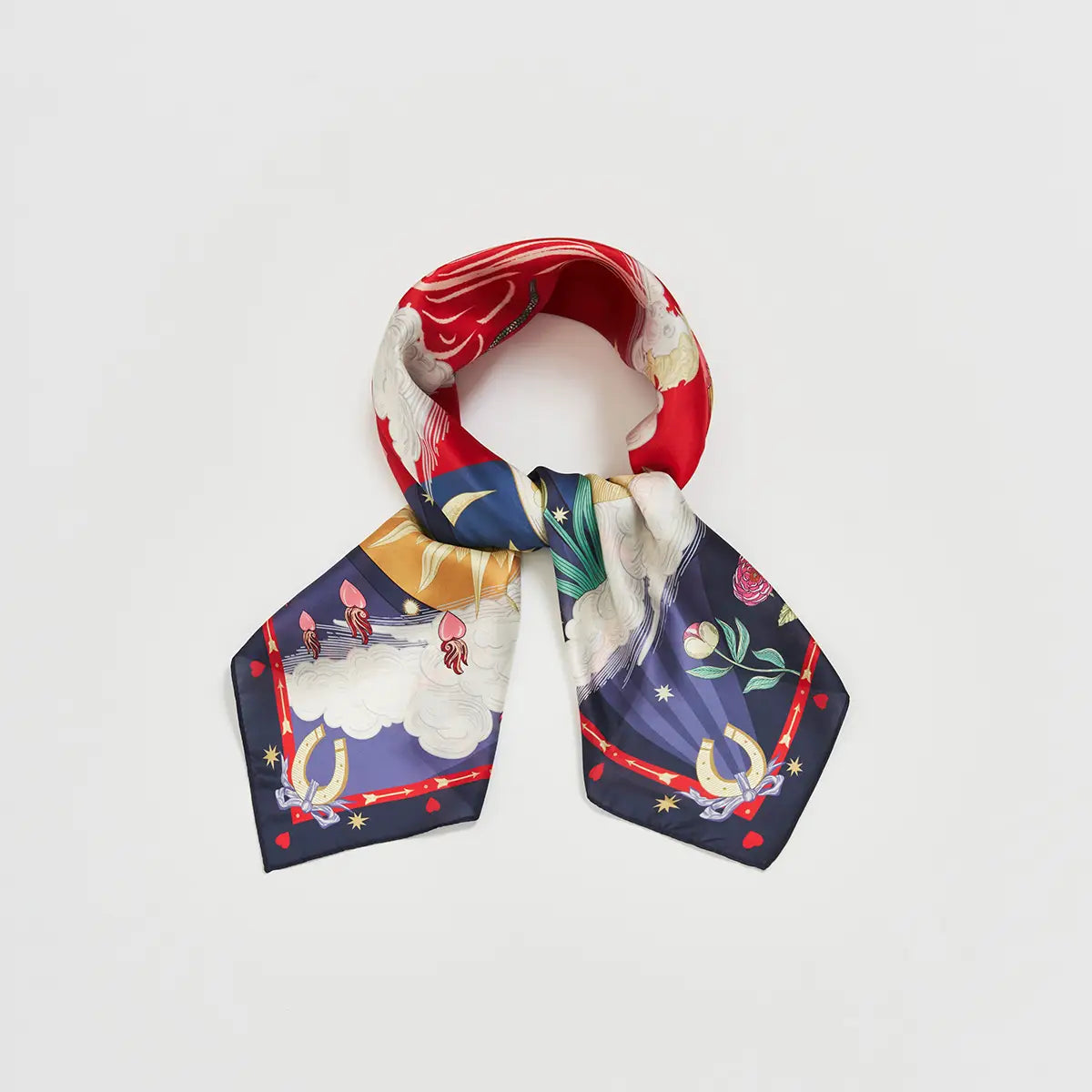 Navy Freya Narrative Square Scarf by Fable England