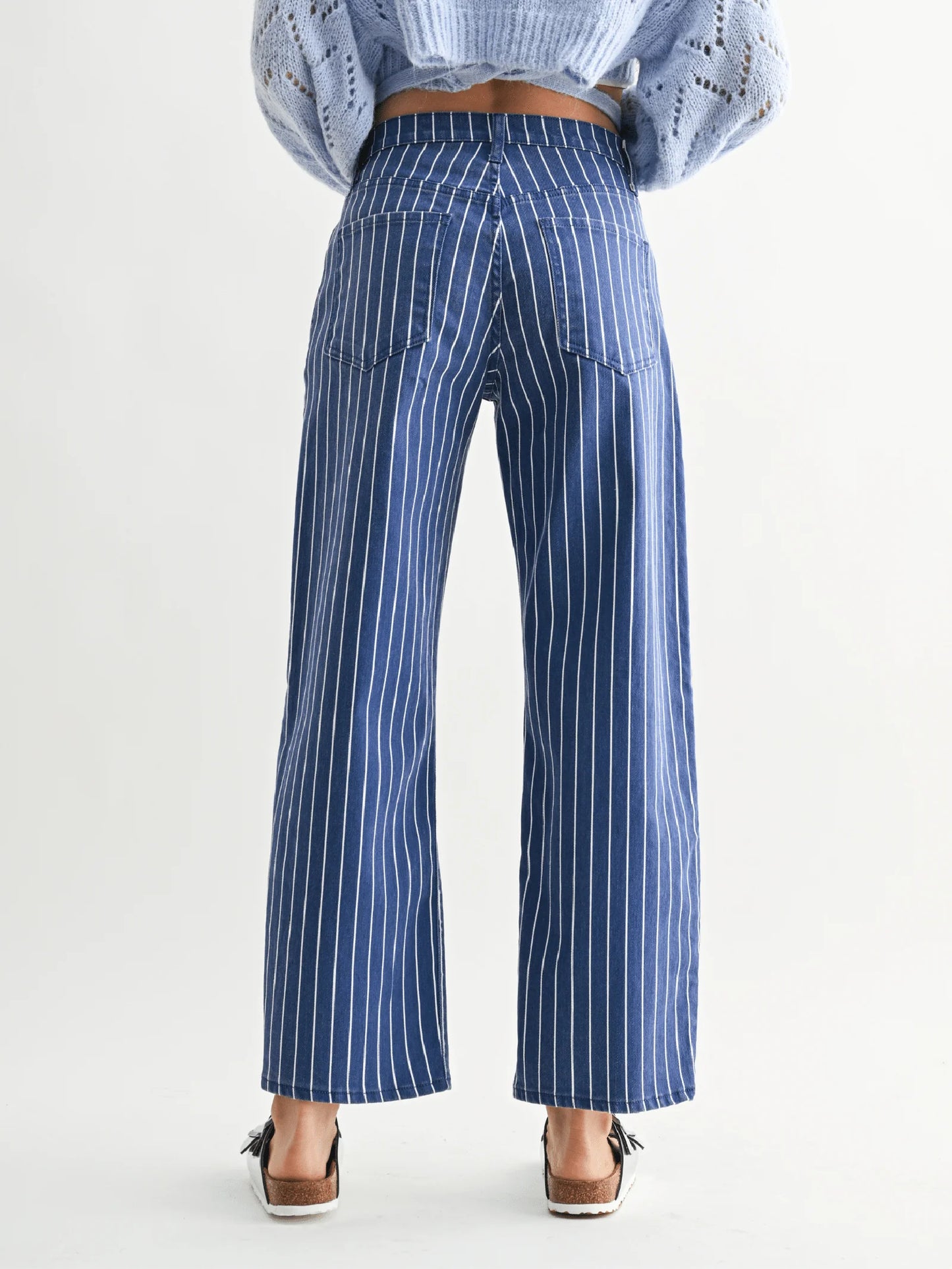 Navy Stripe Barrel Jeans