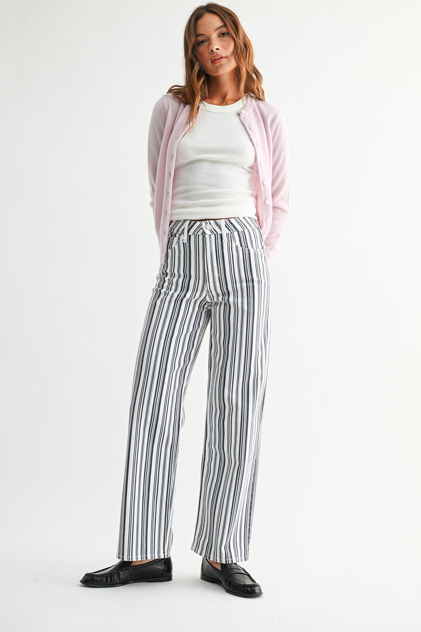 Navy Stripe Straight Leg Jeans by JBD