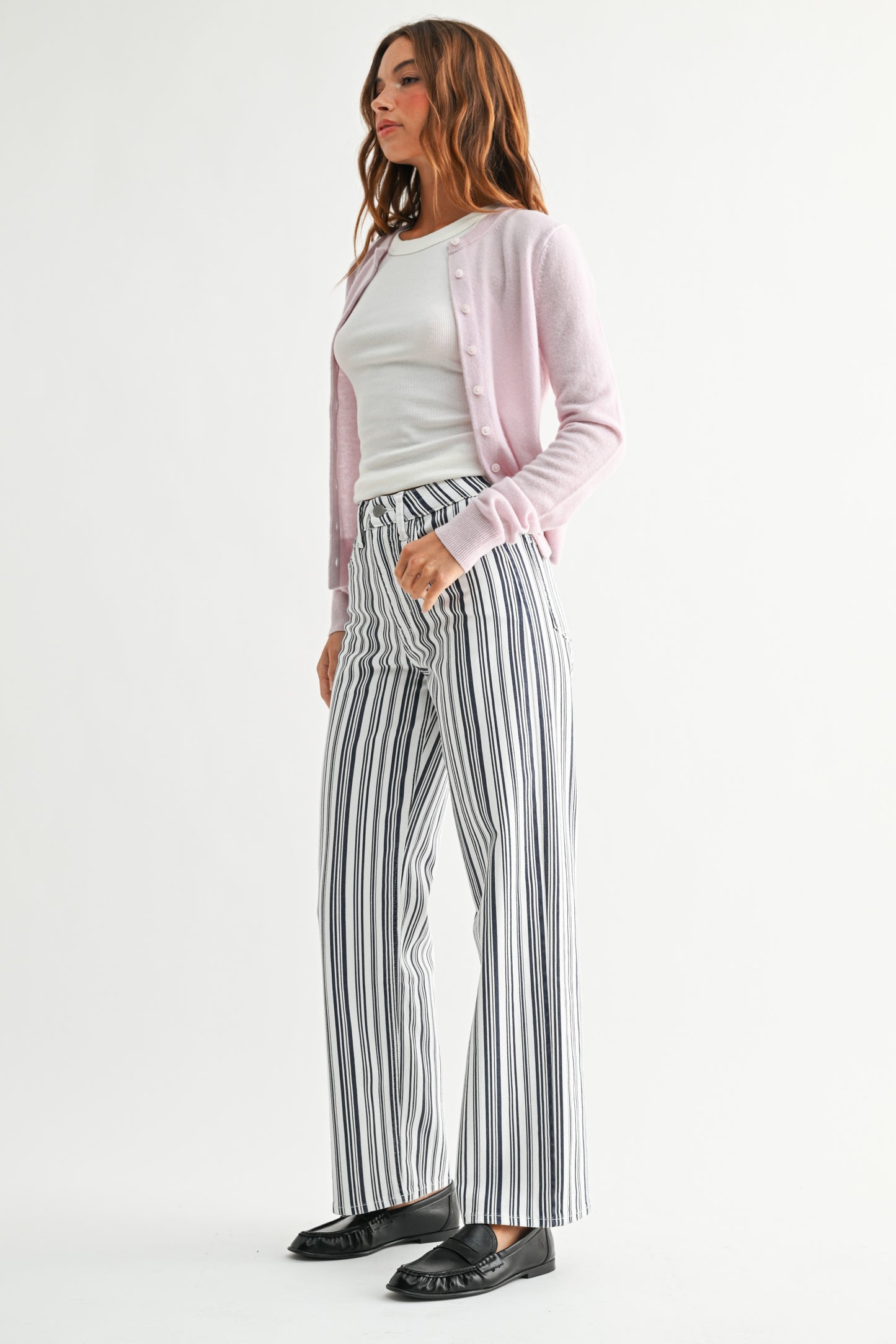 Navy Stripe Straight Leg Jeans by JBD