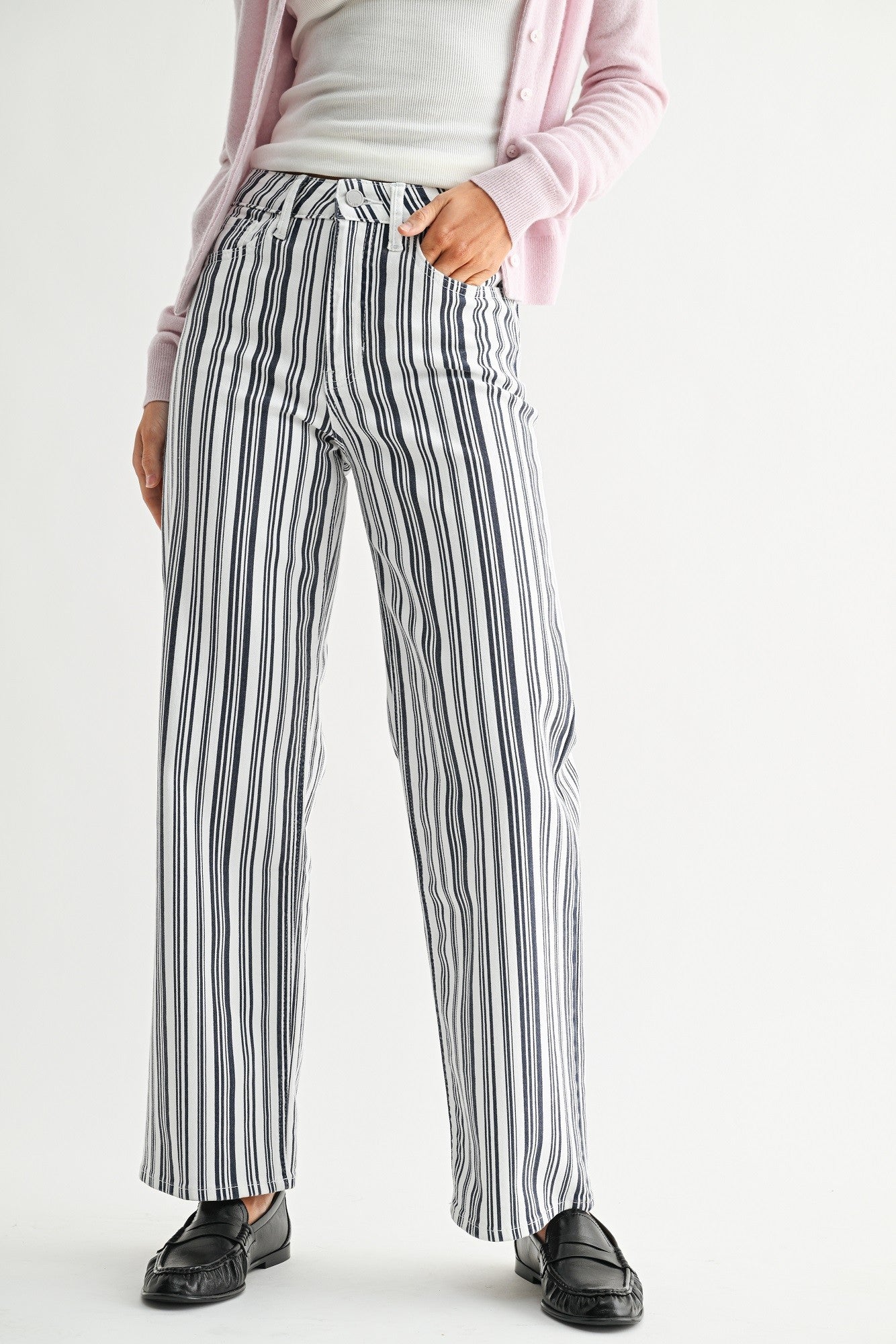 Navy Stripe Straight Leg Jeans by JBD