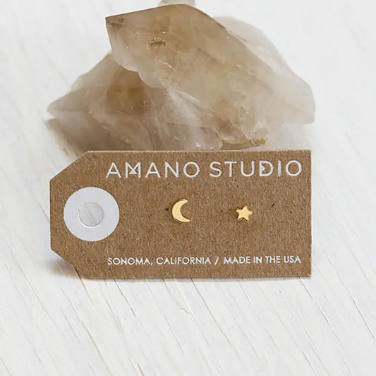 Gold Night Sky Stud Earrings