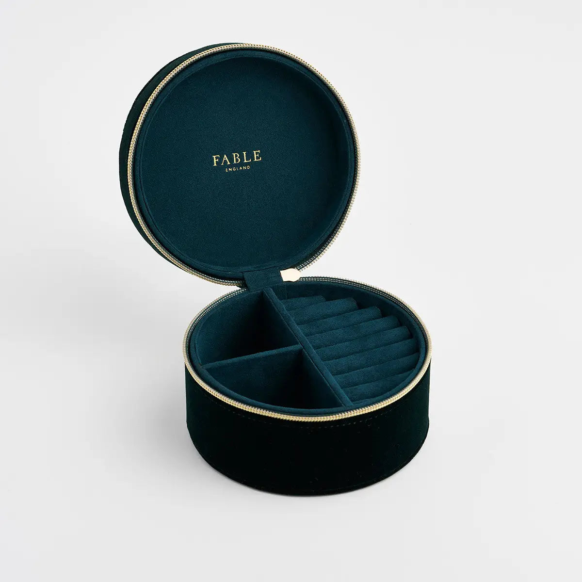 Nocturnal Garden Badger Embroidered Green Circle Jewelry Box by Fable England