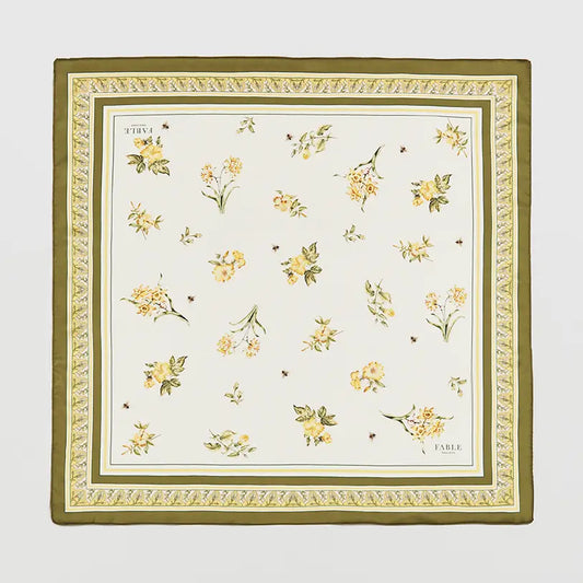 Nouveau Floral Yellow Square Scarf by Fable England