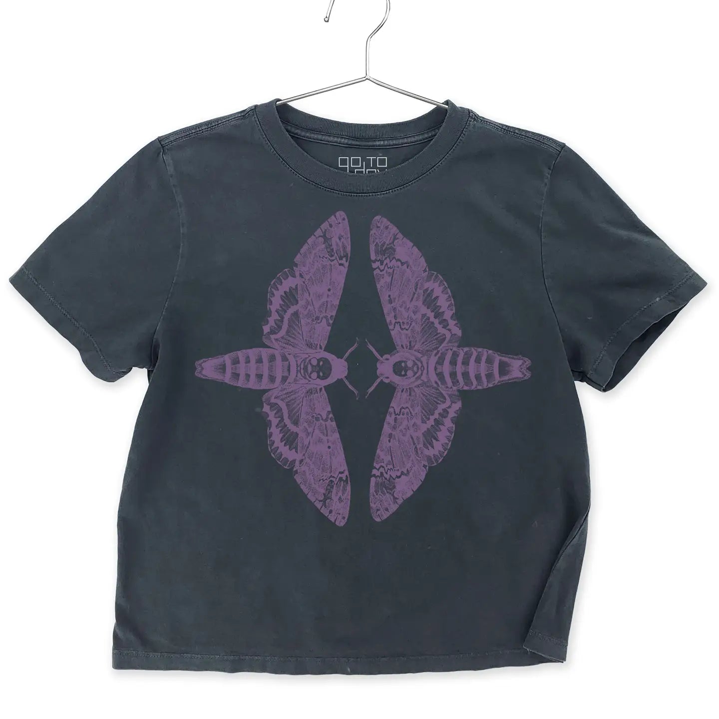 Off Black Deathhead Moths Yayoi Heavyweight Tee by Go To Devil