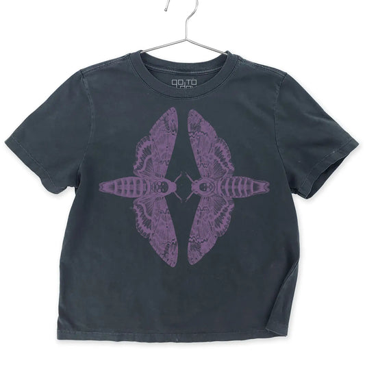 Off Black Deathhead Moths Yayoi Heavyweight Tee by Go To Devil