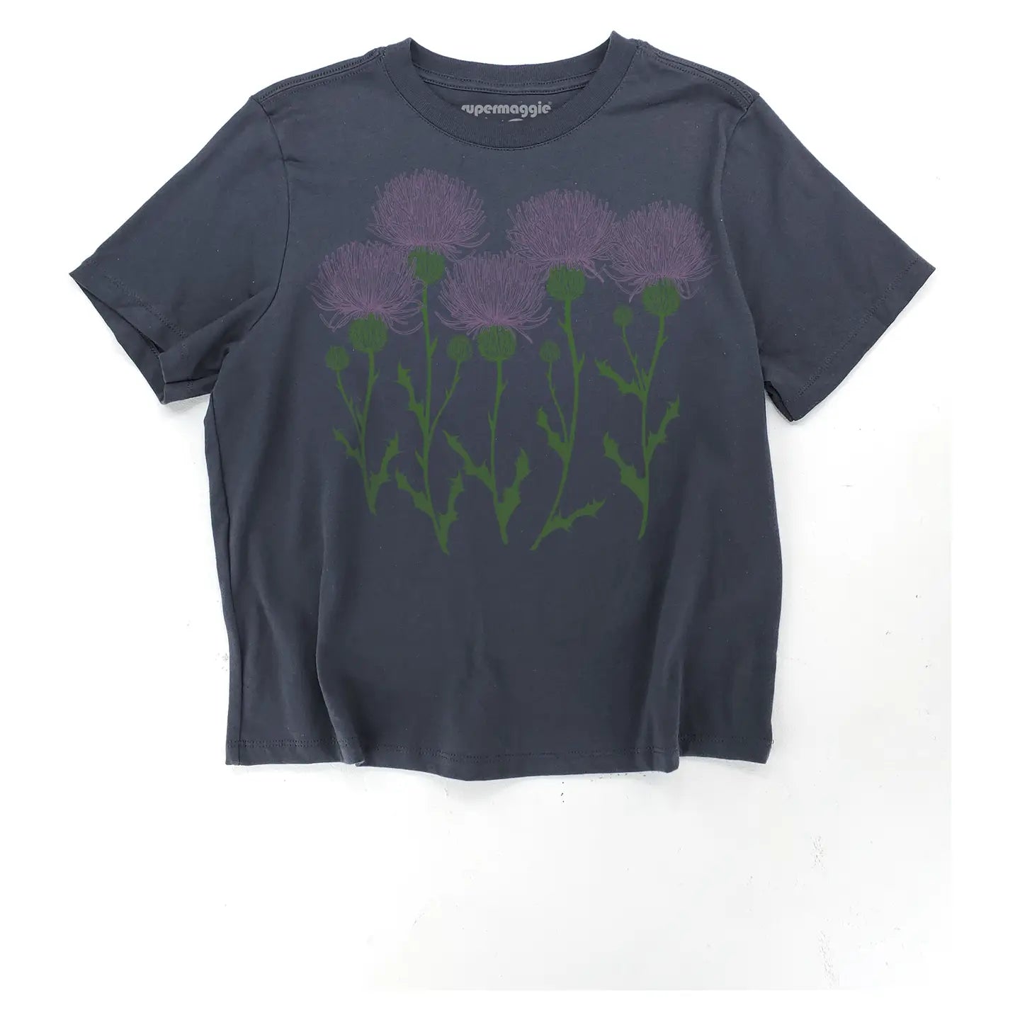 Off Black Thistles Gwenn Heavyweight Tee by Supermaggie