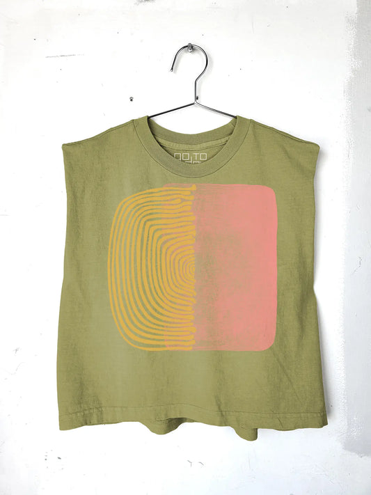 Off Green Two Parts Heavyweight Muscle Tee